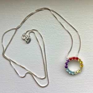 Rainbow circle pendant necklace